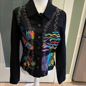 Artsy Colorful Embroidered Women's Jacket with different animals, 14